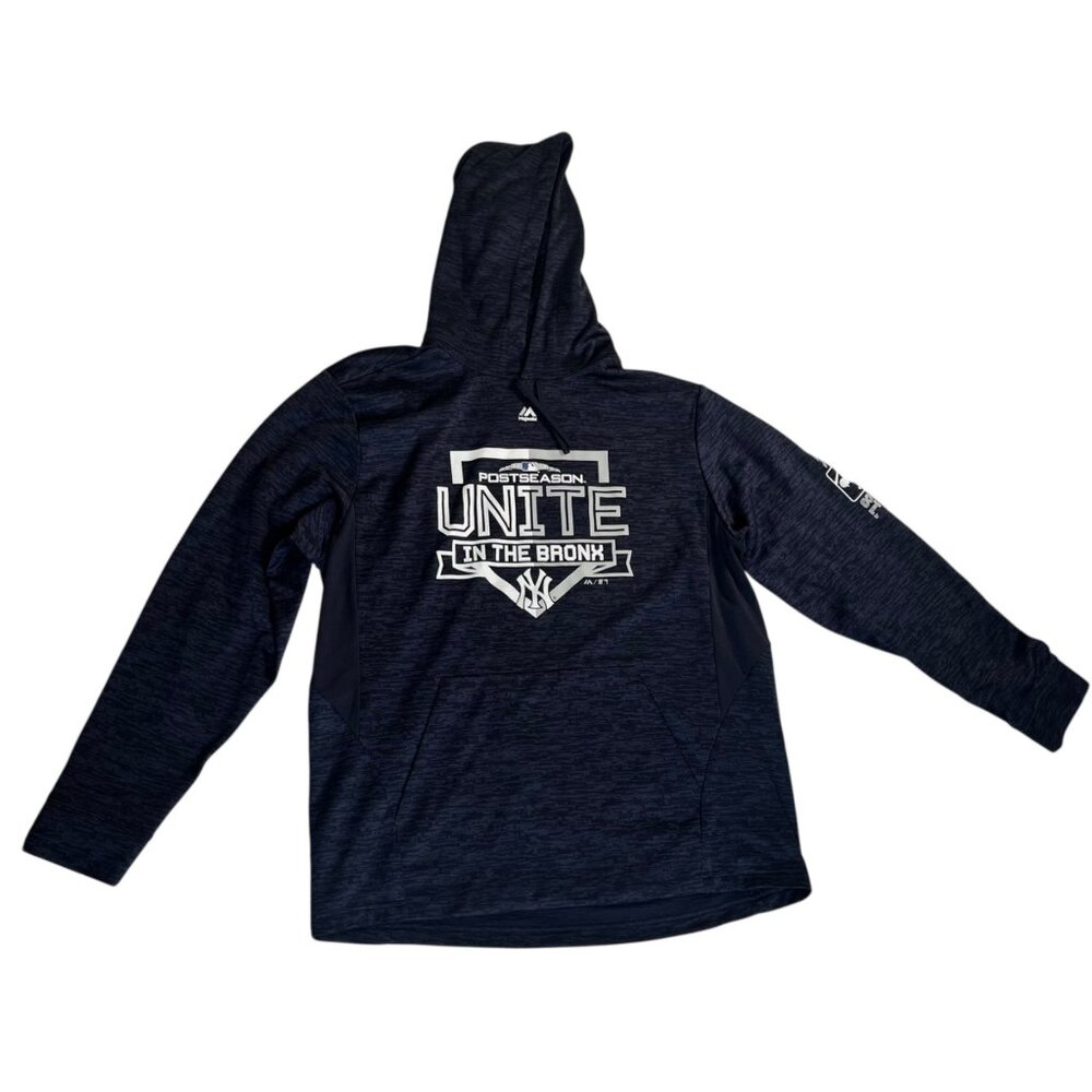 Majestic Authentic Postseason Unite In The Bronx Hoodie Large Navy Blue MLB